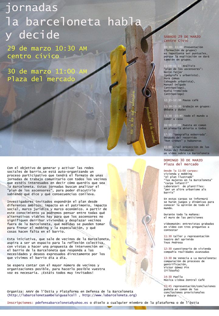 Cartell jornades "La Barceloneta parla i decideix"