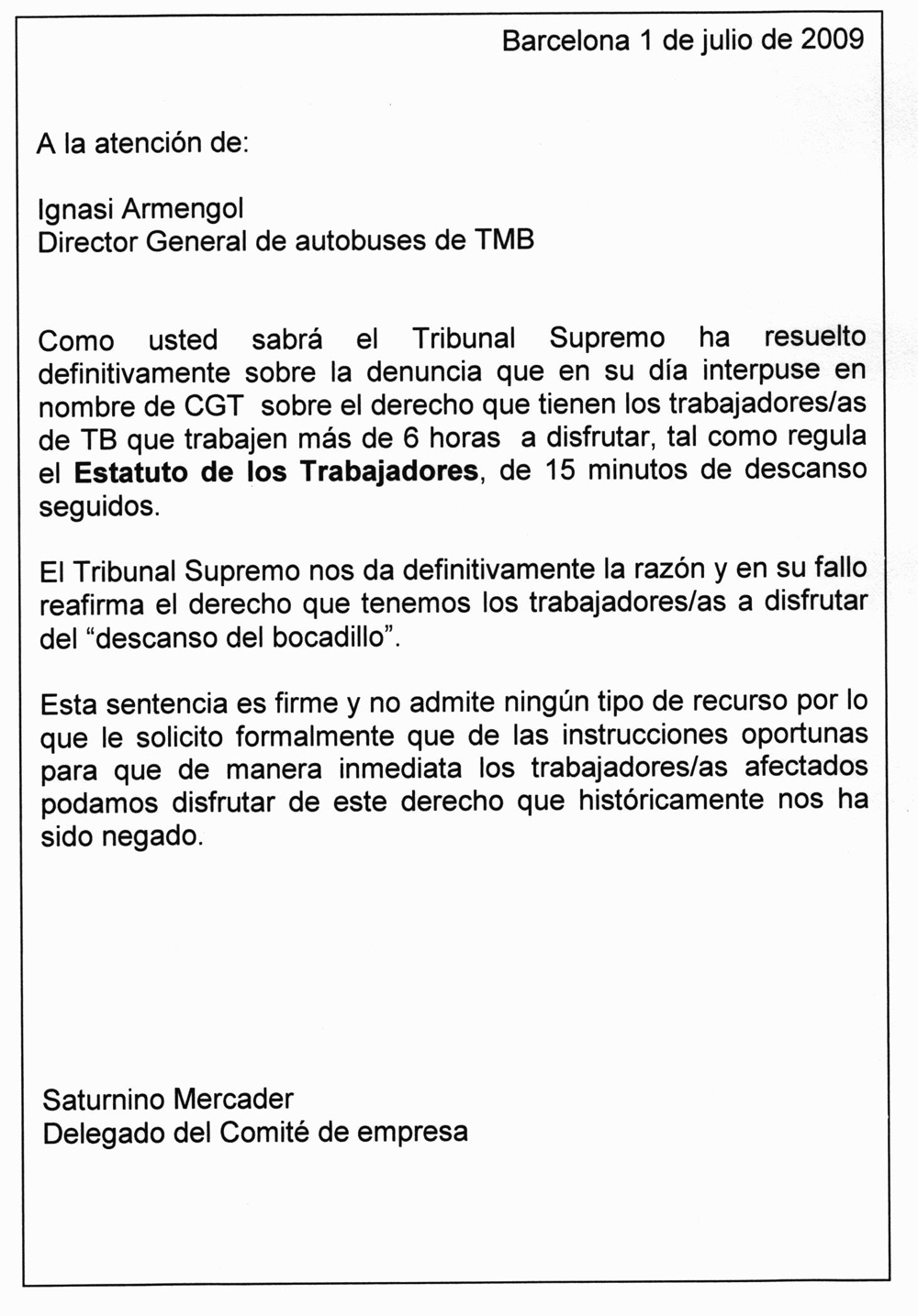 carta al Director General d’Autobusos