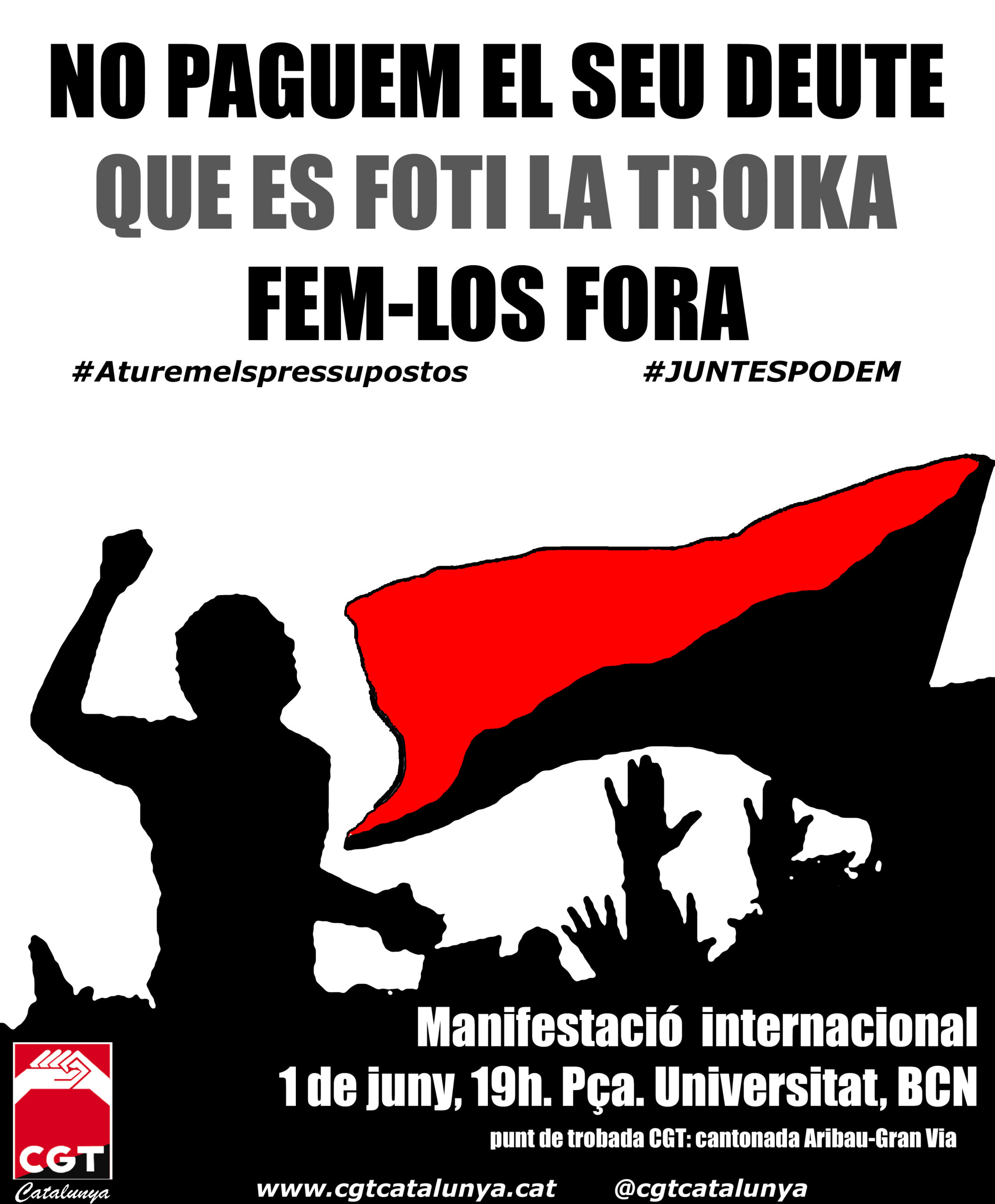Cartell CGT 1 juny Barcelona manifestació no paguem el seu deute