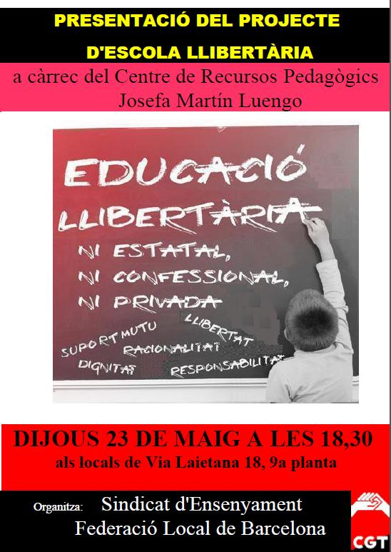 Cartell presentació escola llibertària