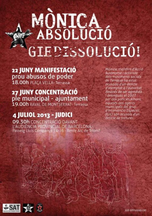 Cartell mobilitzacions solidaritat Mònica