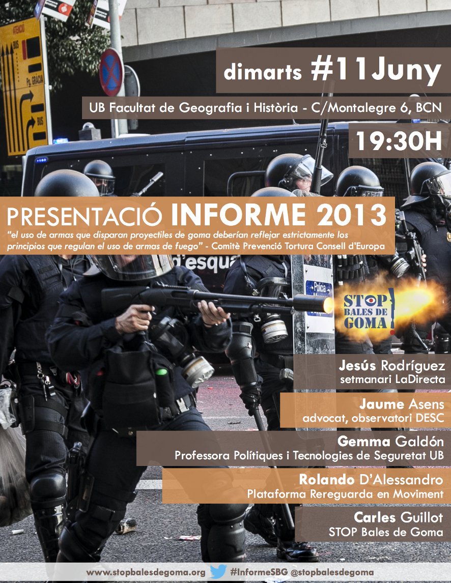 Cartell presentació informe Stop Bales de Goma