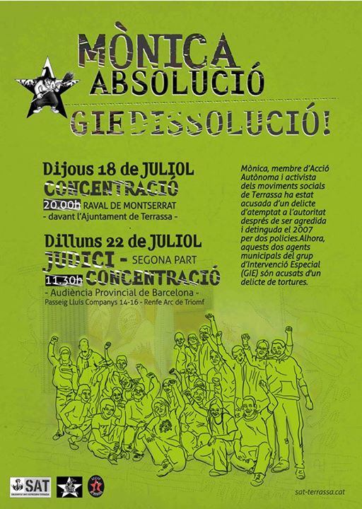 Cartell noves mobilitzacions suport Mònica