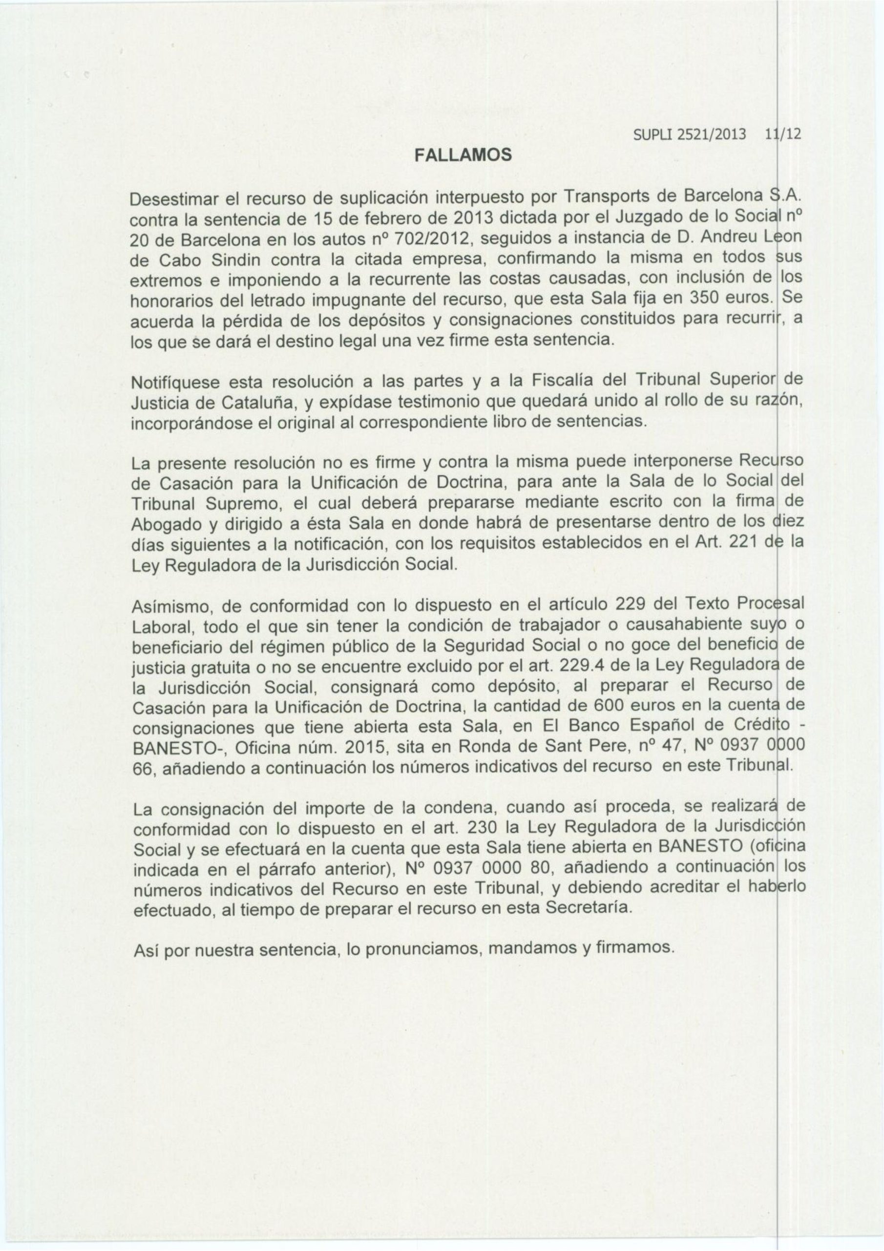 Resolució TSJC