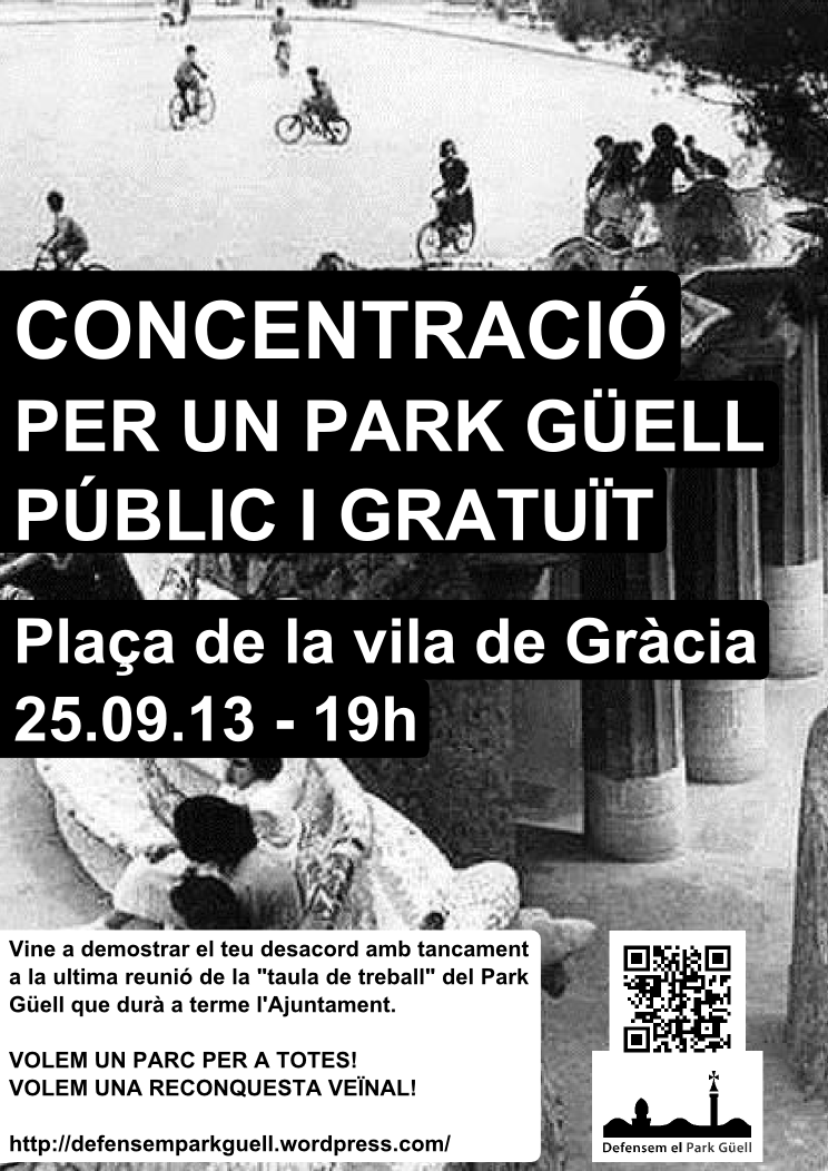 Cartell concentració Park Güell