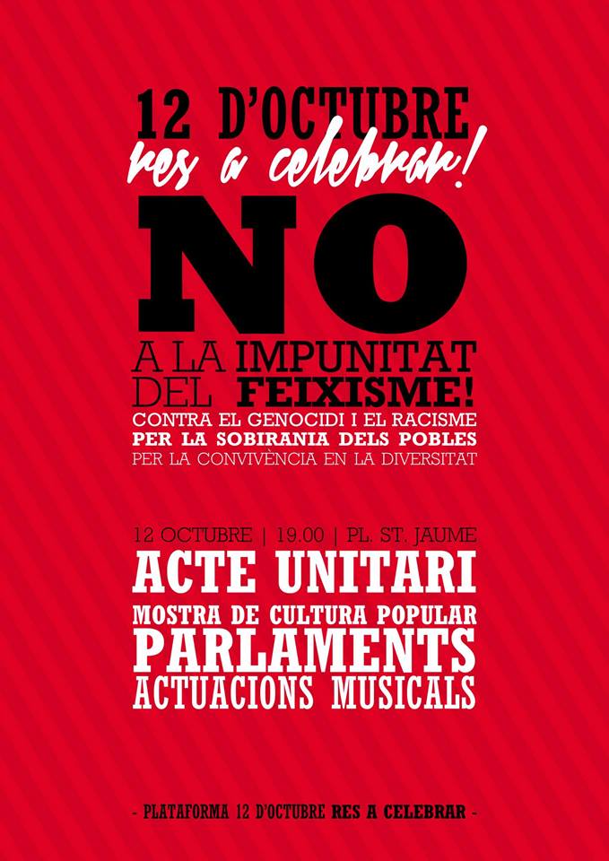Cartell concentració 12 octubre Bcn