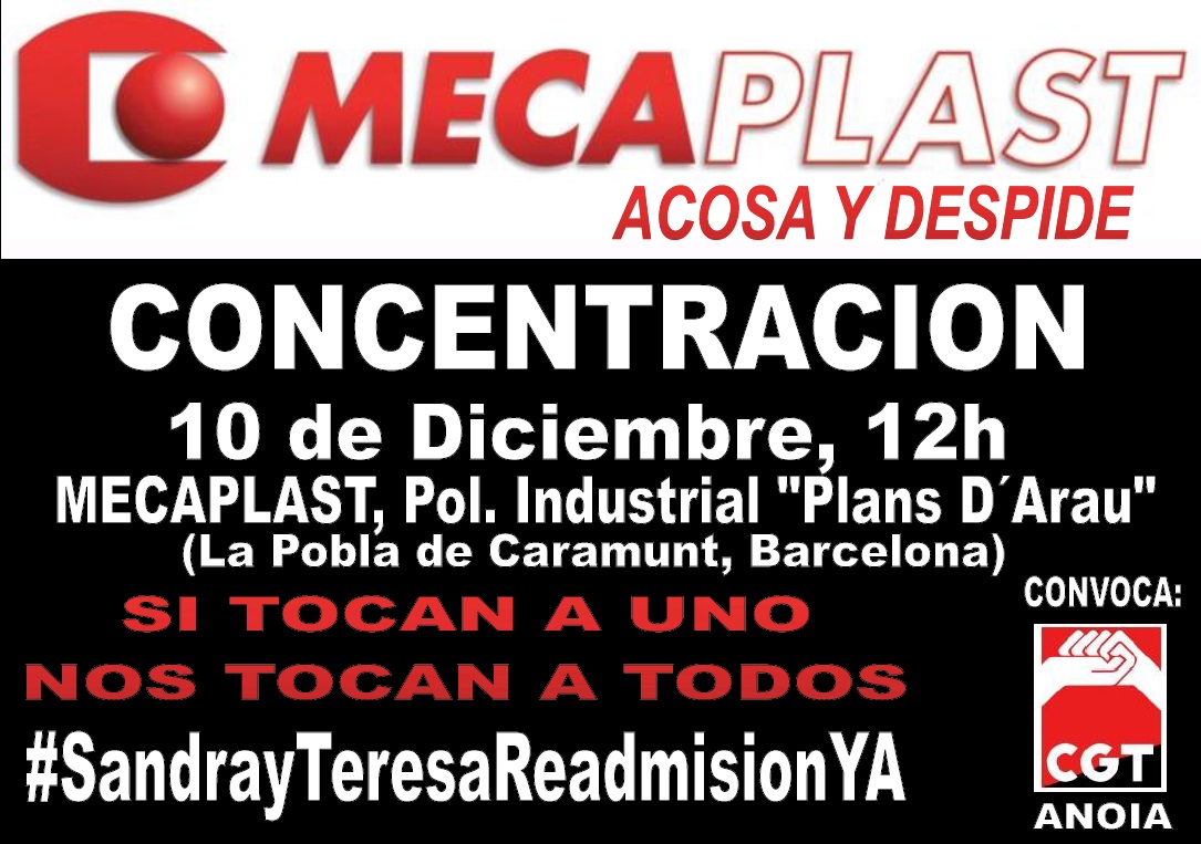 Cartell concentració 10 desembre Mecaplast