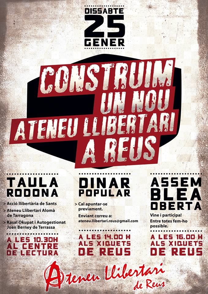 Cartell jornada Ateneu Llibertari Reus