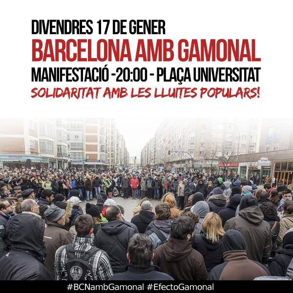 Concentració Barcelona 17 gener suport Gamonal